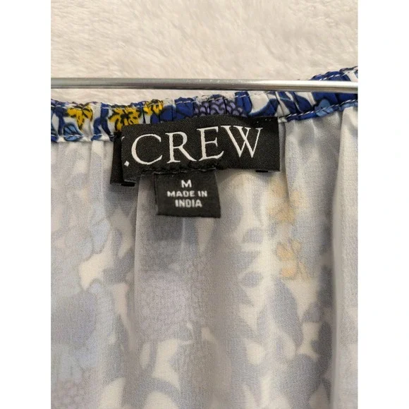 J. Crew‎ Floral Print Puff Sleeve Midi Dress Blue Yellow Womens Size M - Picture 6 of 10